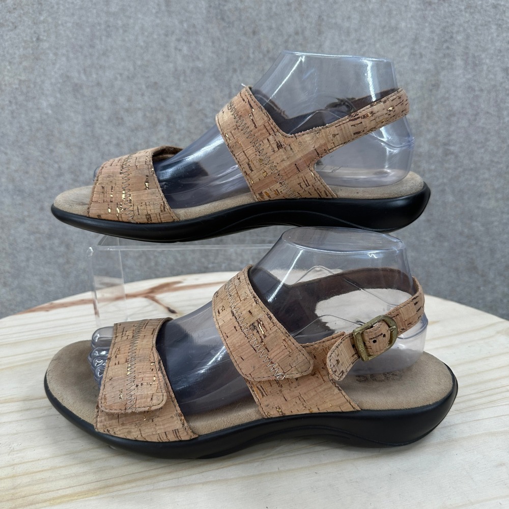 SAS Sandals Womens 8.5W Tan Cork Gold Fleck Tripad Comfort Adjustable Straps